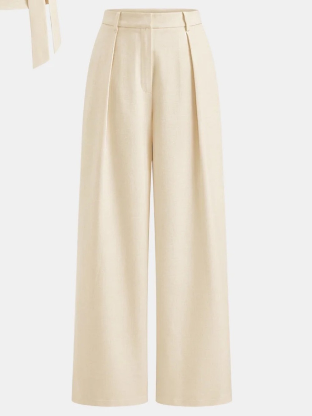 Commense Sleeveless Wrap Top & Wide-Leg Pants Set - Cream XS - Picture 3 of 3
